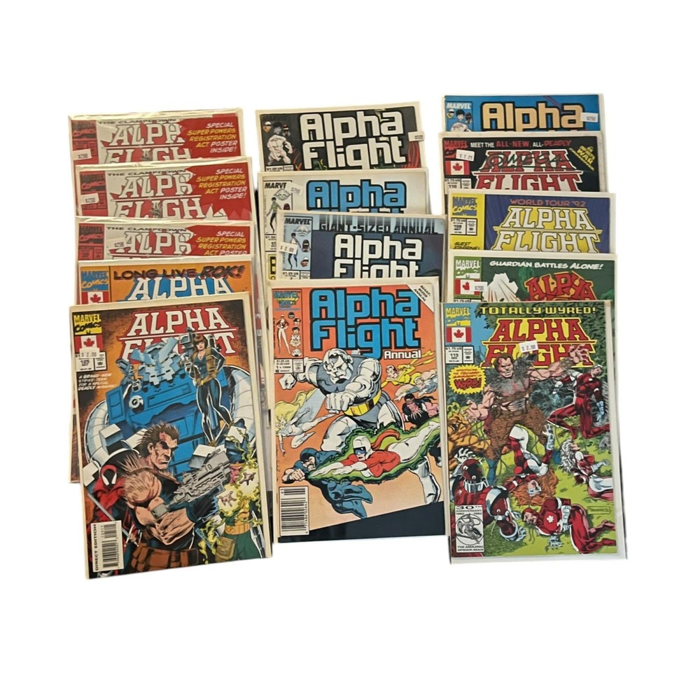 Alpha Flight Comic Lot Marvel Lot of 14 Duplicates Canadian US Editions Fair